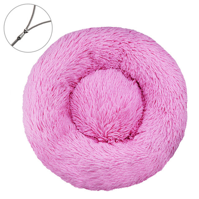 Cama redonda de peluche para perros y gatos – Desenfundable y lavable