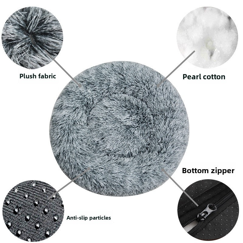 Cama redonda de peluche para perros y gatos – Desenfundable y lavable