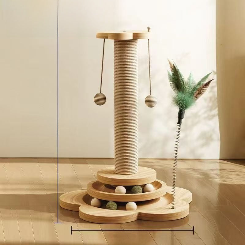 Rascador y torre para gatos con nido – Madera maciza