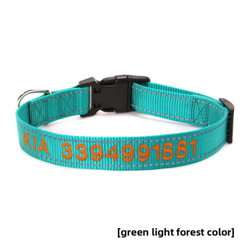Collar bordado personalizado con nombre y teléfono