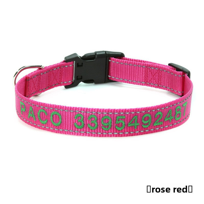 Collar bordado personalizado con nombre y teléfono