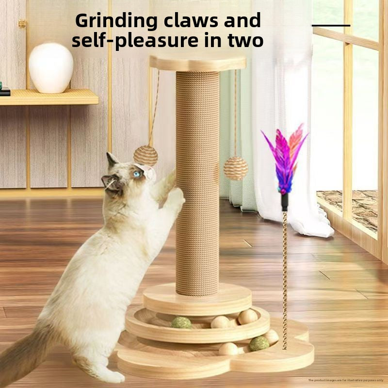 Rascador y torre para gatos con nido – Madera maciza