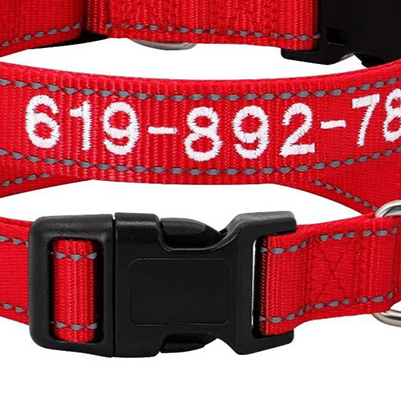 Collar bordado personalizado con nombre y teléfono