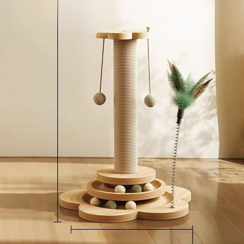 Rascador y torre para gatos con nido – Madera maciza