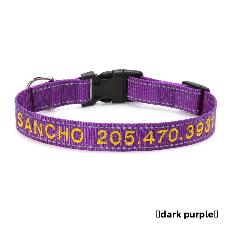 Collar bordado personalizado con nombre y teléfono