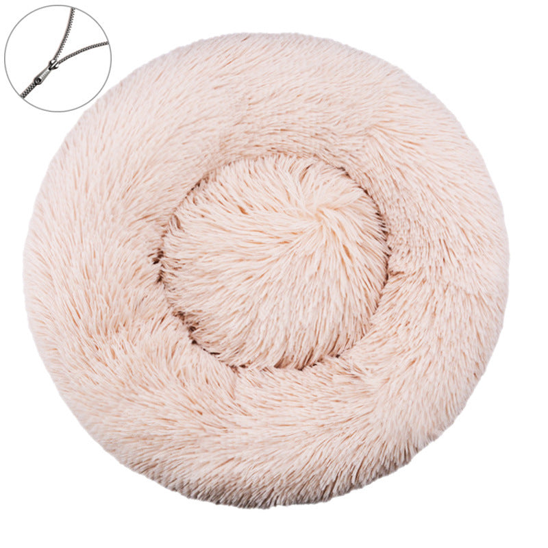Cama redonda de peluche para perros y gatos – Desenfundable y lavable