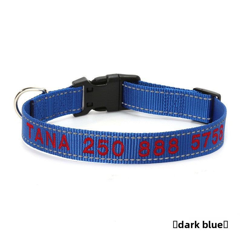 Collar bordado personalizado con nombre y teléfono