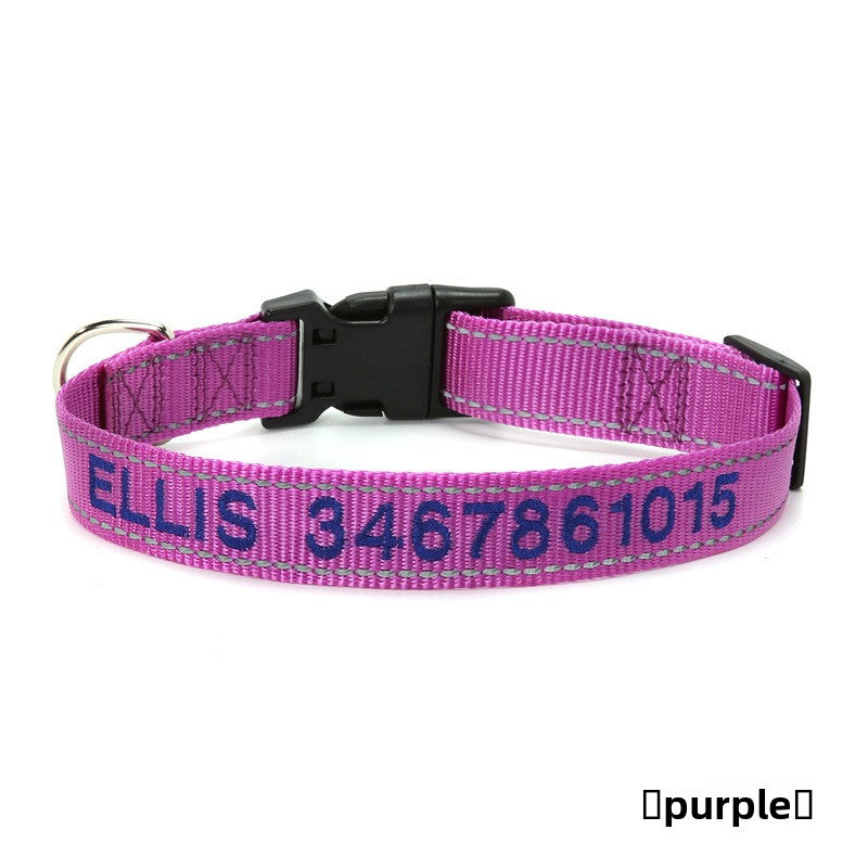 Collar bordado personalizado con nombre y teléfono