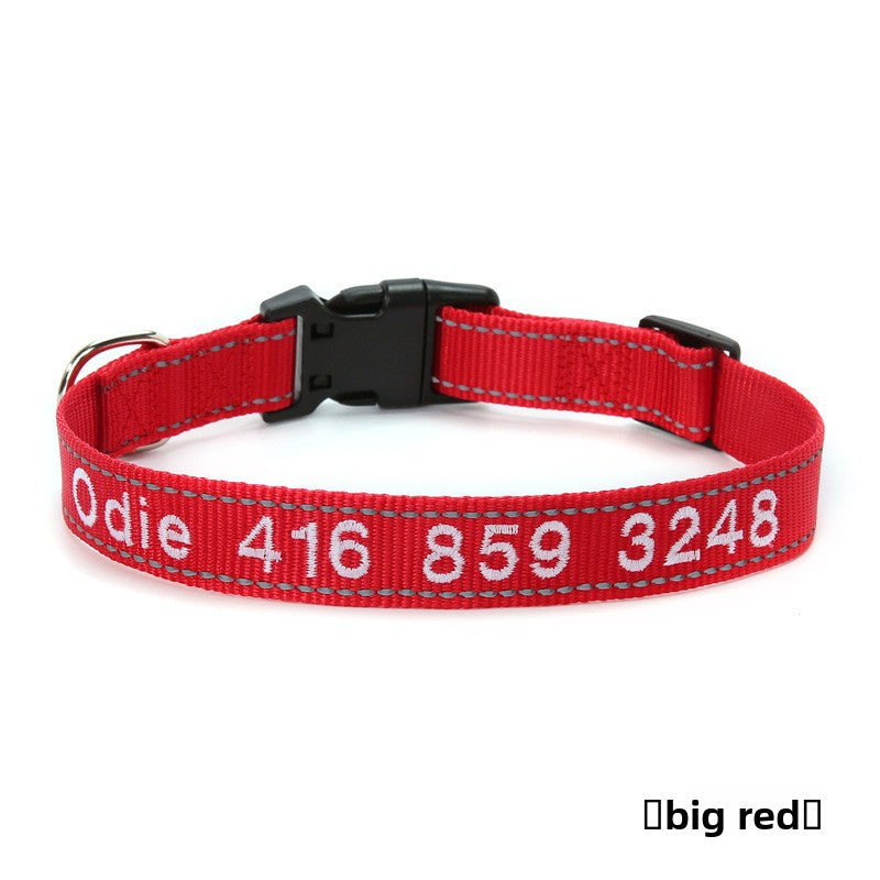 Collar bordado personalizado con nombre y teléfono