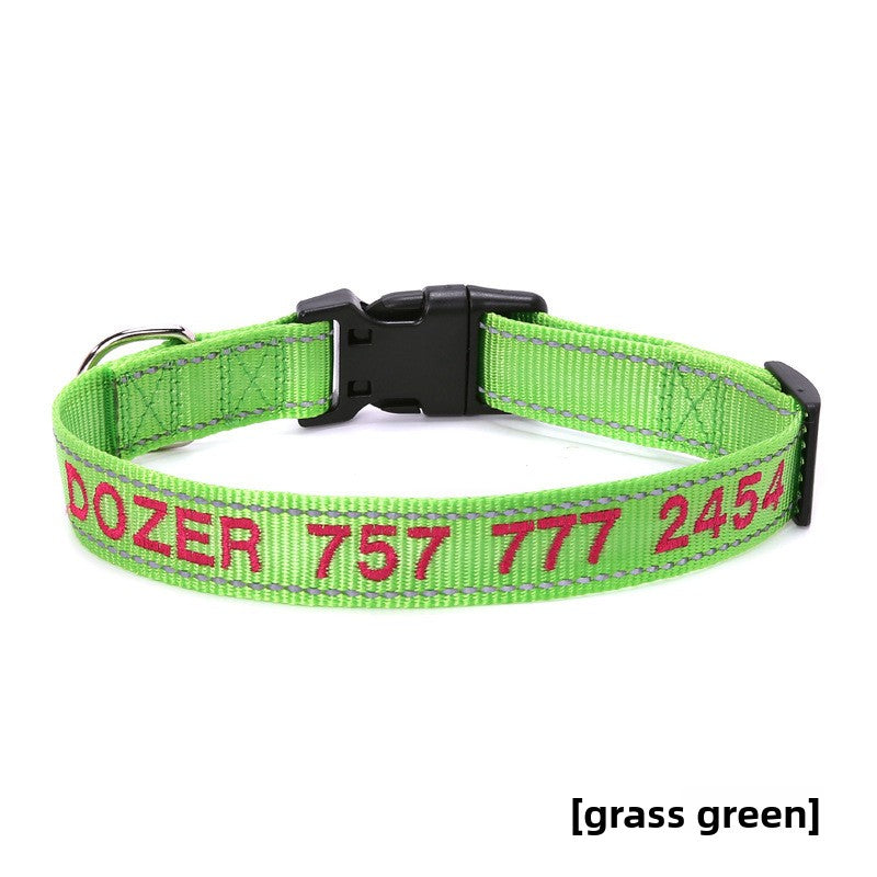 Collar bordado personalizado con nombre y teléfono