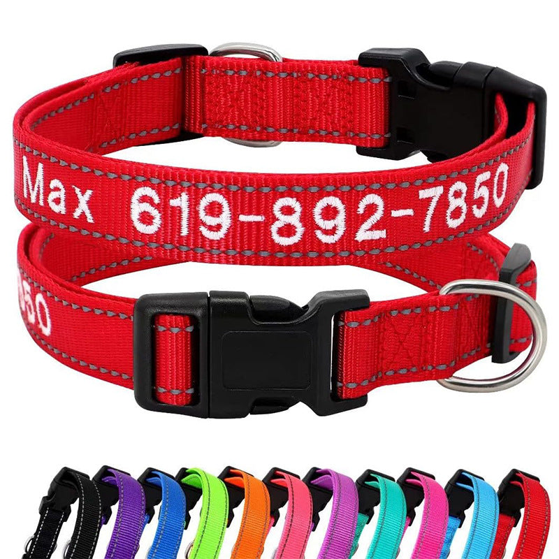 Collar bordado personalizado con nombre y teléfono
