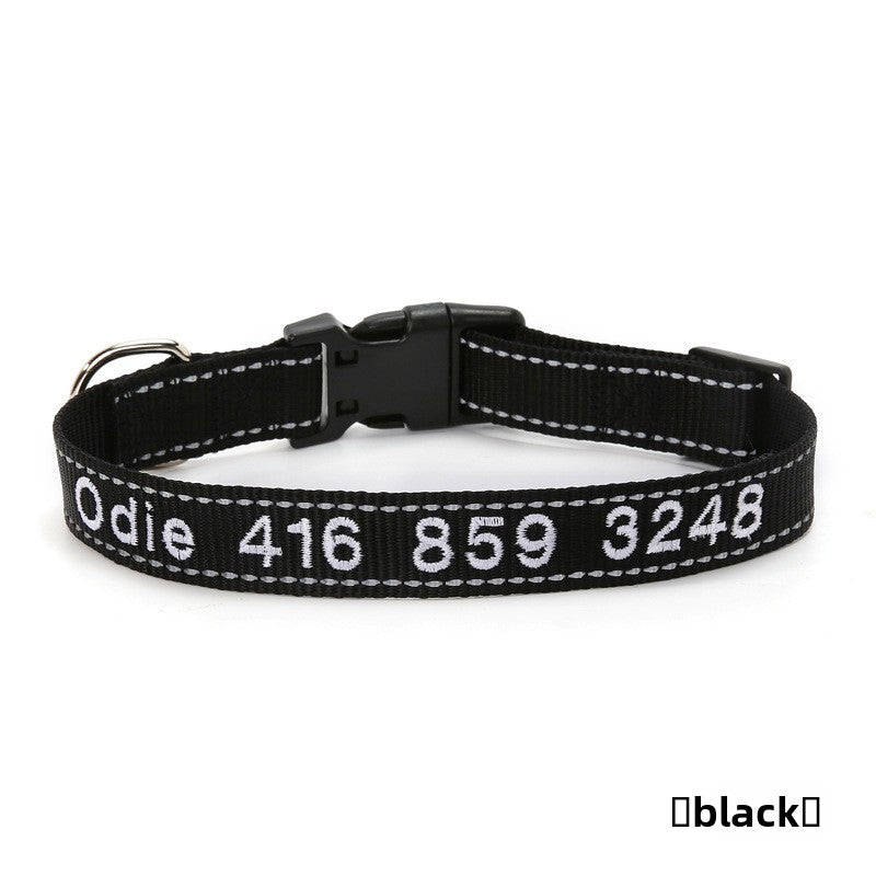 Collar bordado personalizado con nombre y teléfono