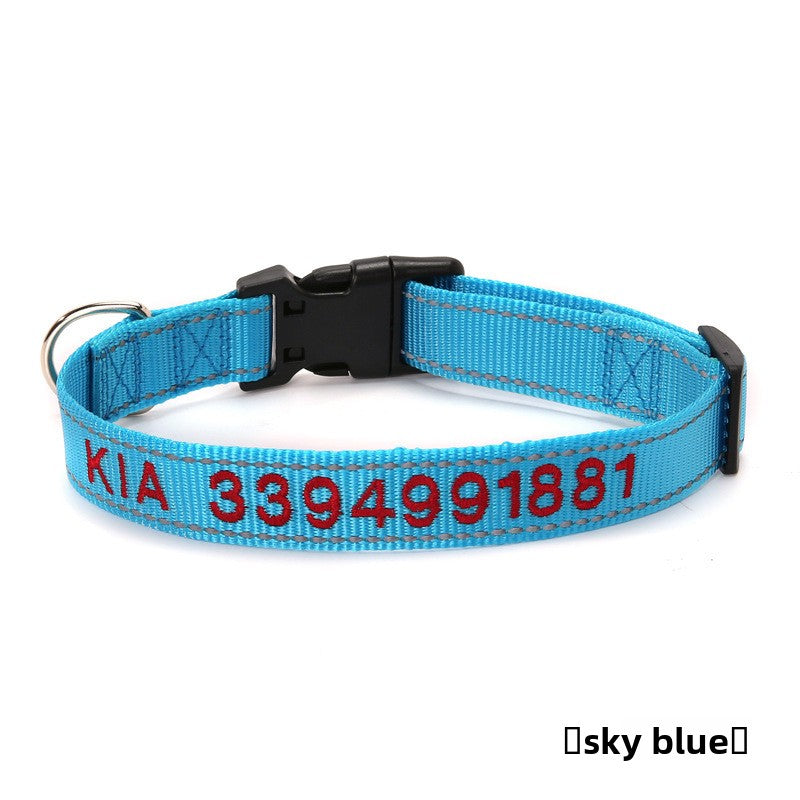 Collar bordado personalizado con nombre y teléfono