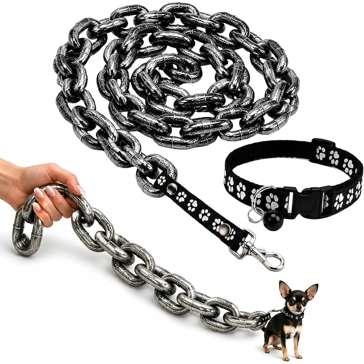 Correa tipo cadena gigante para perros pequeños y gatos