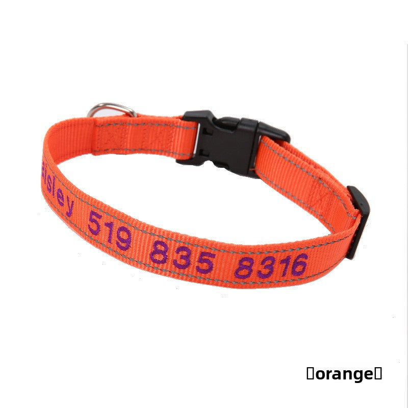 Collar bordado personalizado con nombre y teléfono