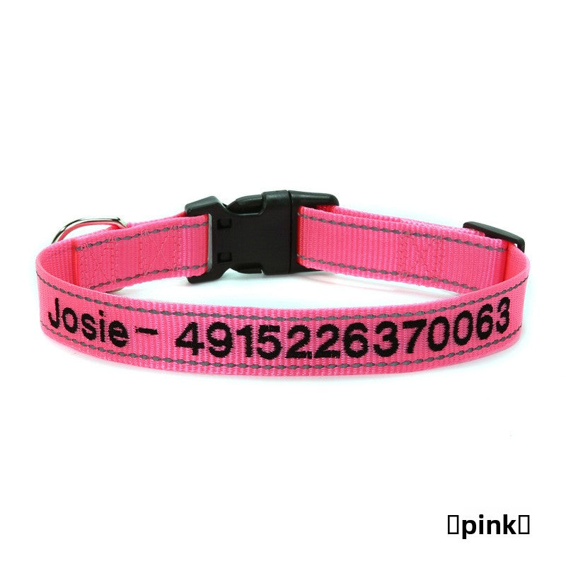 Collar bordado personalizado con nombre y teléfono