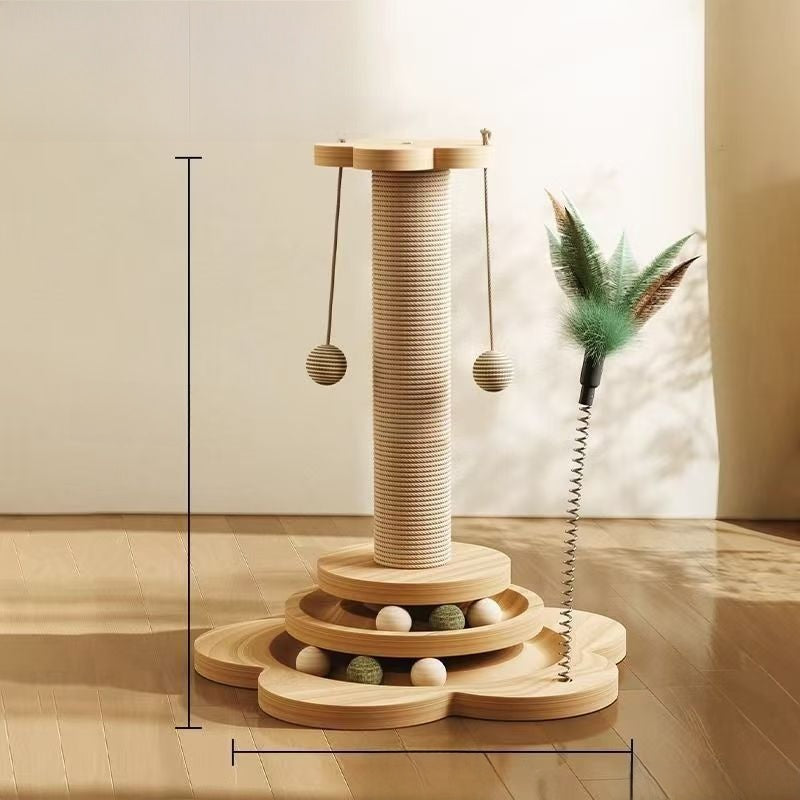 Rascador y torre para gatos con nido – Madera maciza